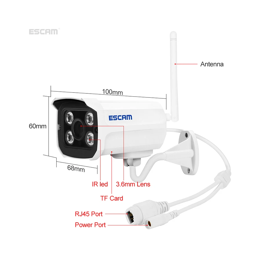 ESCAM QD900 WIFI IP камера 2MP 1080P сетевая инфракрасная пуля IP66 Onvif наружная