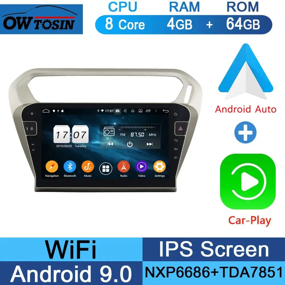 64G CarPlay Android 10," ips Android 9,0 Восьмиядерный 4G+ 64G Автомобильный dvd-плеер мультимедиа для Citroen Elysee peugeot 301 2013- радио gps Parrot BT - Цвет: 64G CarPlay Android