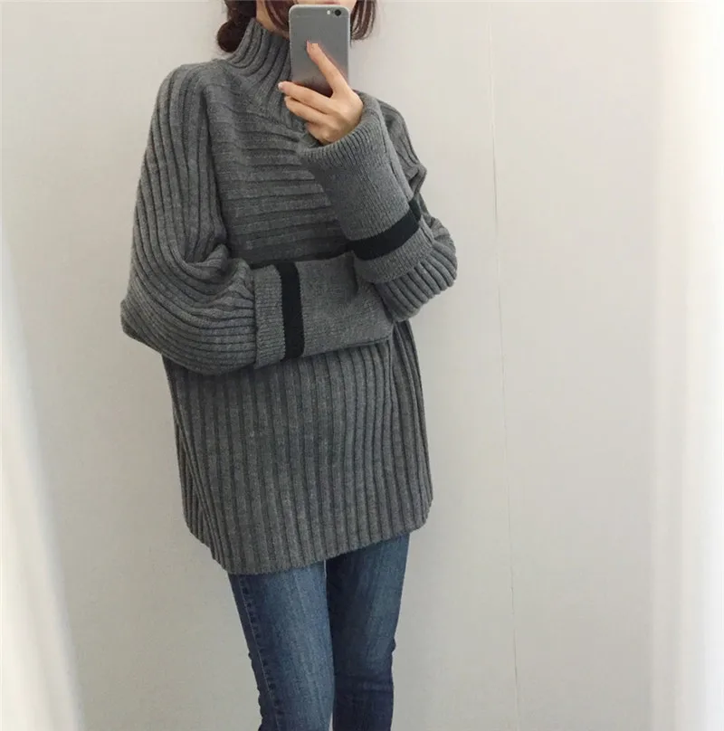 Korobov Korean Turtleneck Knitwear Feminina 2018 New Arrival Vintage Casual Female Sweaters Loose Warm Women Pullovers 76444 | Женская