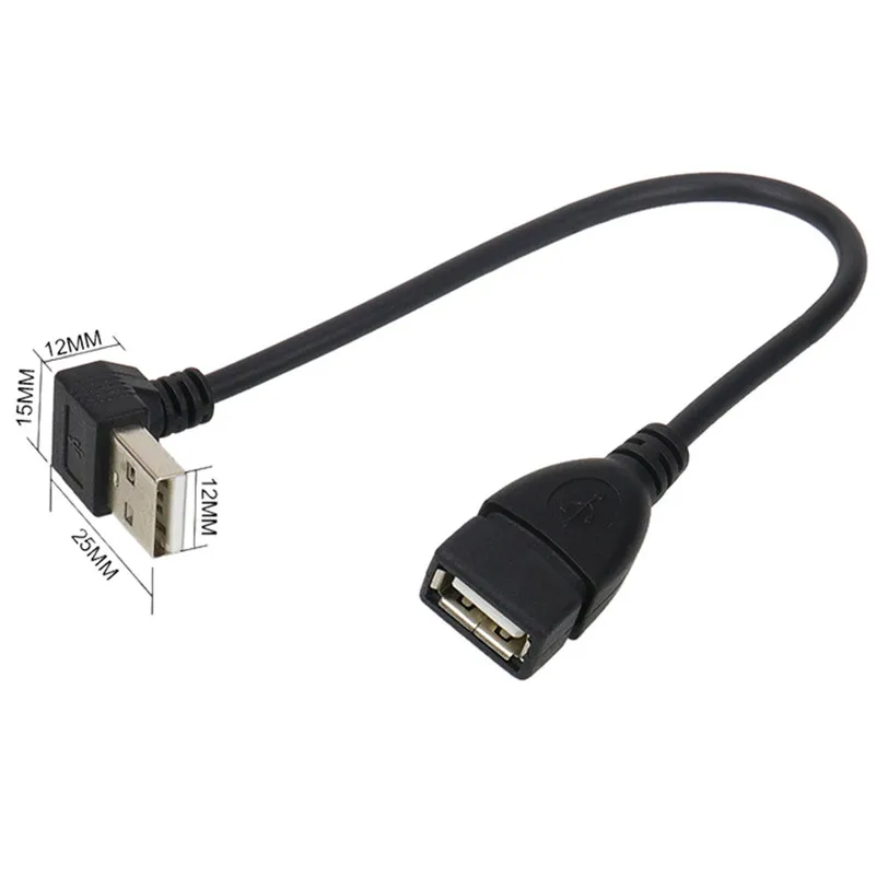 Кабель USB 2 0 штекер гнездо 90 градусов черный 20 см Jul24 профессиональная заводская