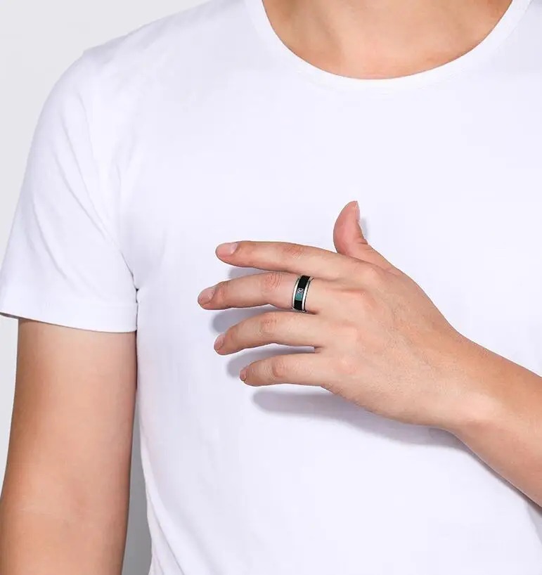 Модное умное кольцо термометр Измерительные Кольца для мужчин нержавеющая сталь