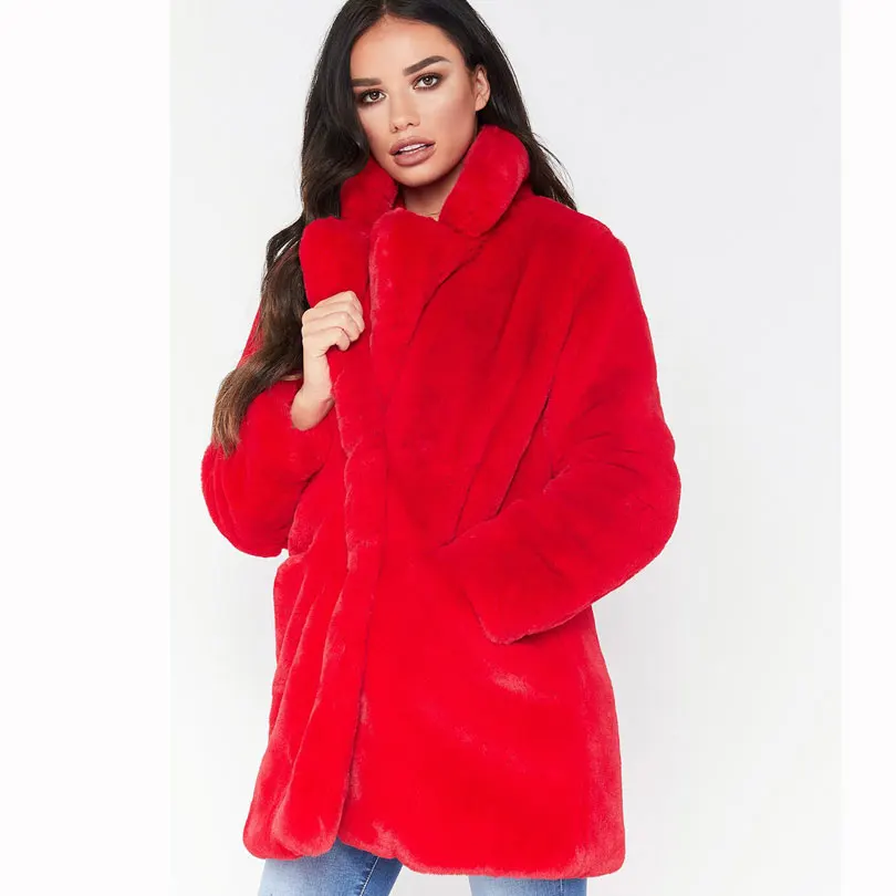 Зимняя куртка из искусственного меха кролика женское меховое пальто с ярким