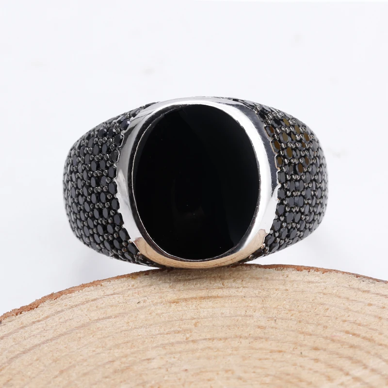 Мужское и женское кольцо из серебра 925 пробы с черной эмалью|ring for|rings for menring men black |