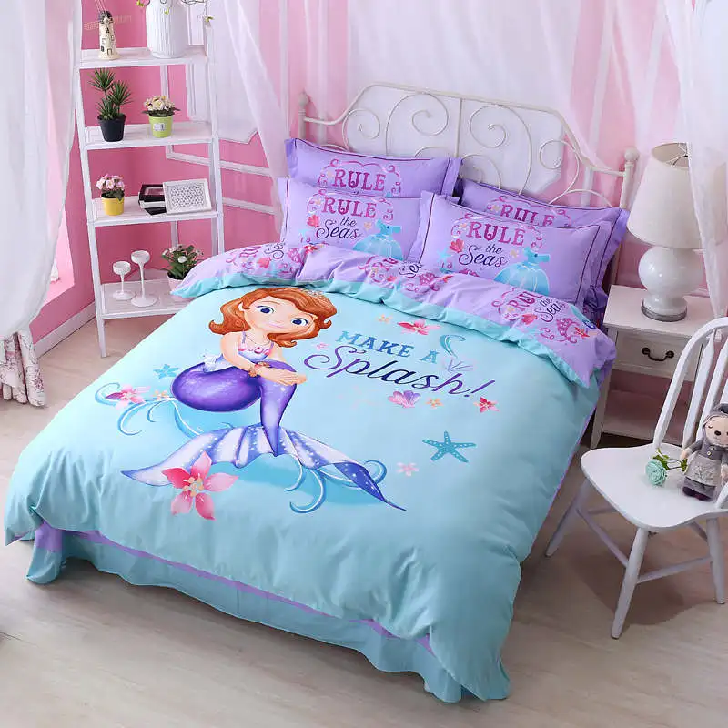 

DISNEY little Mermaid bedding set twin full queen king size 3d duvet covers cartoon girl gift cotton bed linens pillow case kids