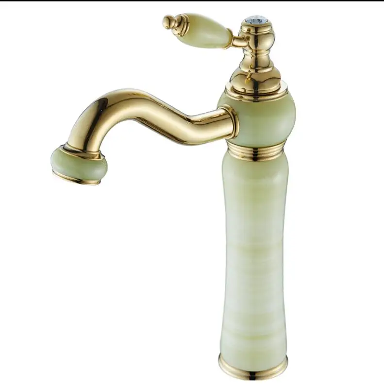 Кран для раковины золотой кран латунный нефритовый корпус 360 градусов поворотный