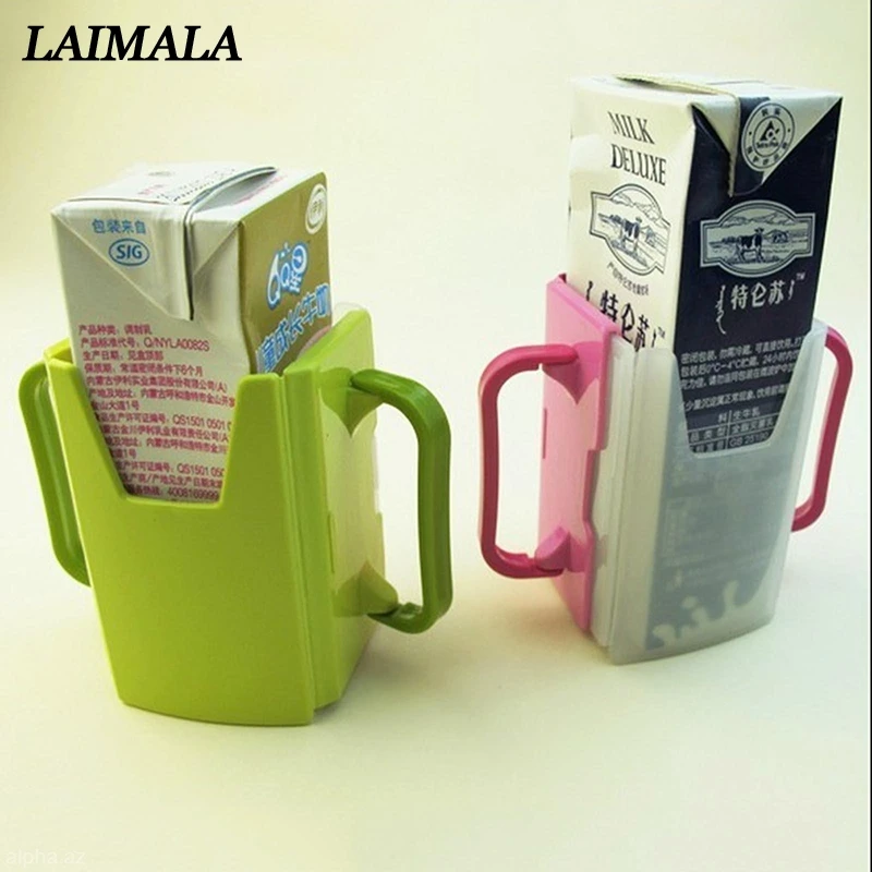 

New 1pc Adjustable Plastic Safy Baby Toddler Kid Juice Milk Box Drinking Bottle Cup Holder Mug 2 Colors