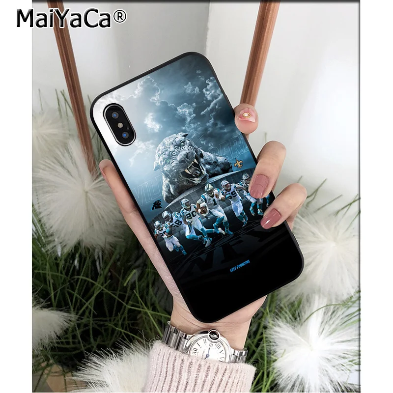 A8 MaiYaCa Carolina Panthers TPU Soft Silicone Phone Case for iPhone X XS MAX 6 6S 7 7plus 8 8Plus 5 5S XR - Цвет: A8