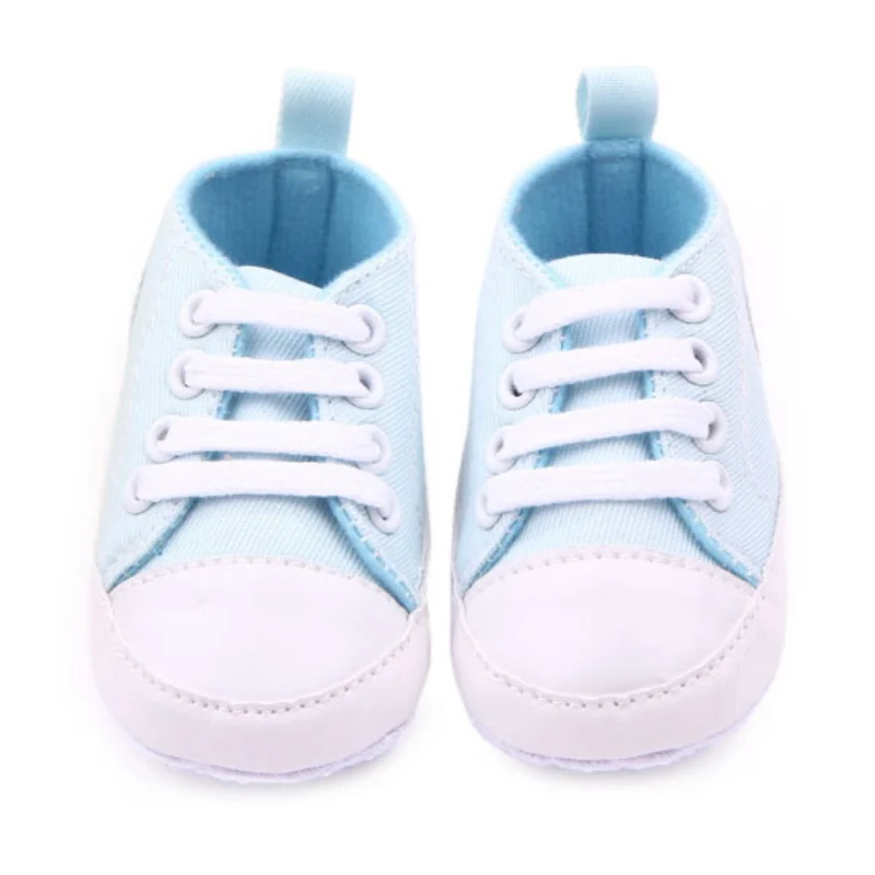 Light Blue Тканевые Кроссовки для новорожденных детей 0-12 месяцев; мягкая подошва для маленьких мальчиков и девочек; обувь для малышей; 12 цветов - Цвет: Light Blue