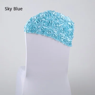 sky blue Дешевые 20 шт/партия Желтый/Синий/Розовый 3D розы спандекс гостиничный Банкетный стул задний Декор-покрытие лента для украшения свадебной вечеринки - Цвет: sky blue