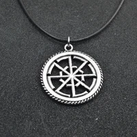 slavic kolovrat slavonic znic alloy pendant solstice sunwheel rope amulet necklace ethnic religious necklace pendant
