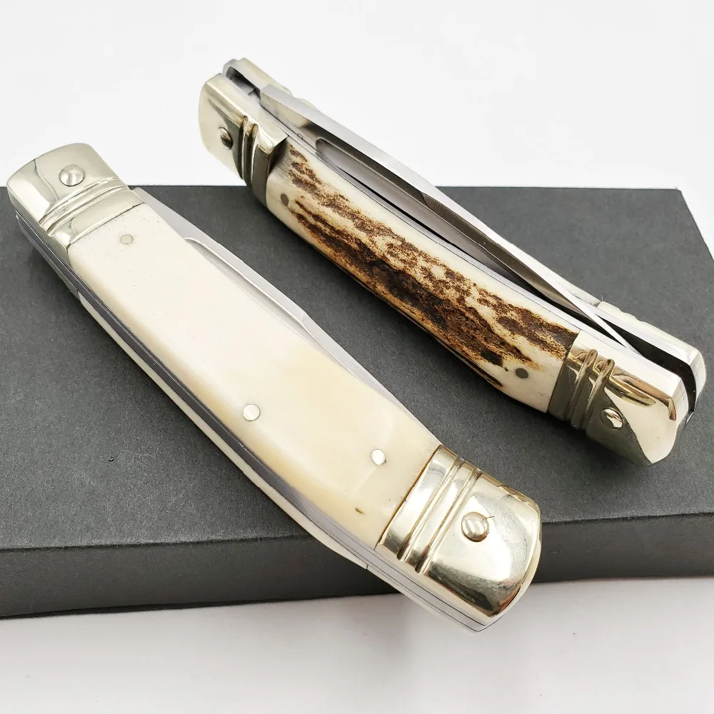 

Italian Mafia Folding knife D2 Blade Antler Handle Tactical Pocket Fruit Knives Outdoor Camping Survival Combat Hunting EDC Tool