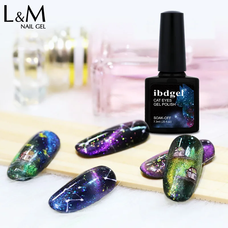 

6pcs Glitter Cat Eye Nail Gel Polish Soak Off UV Holographic Magnetic Gel Magnet Cat Eye Varnish Nail Art Lacquer 7.3ml