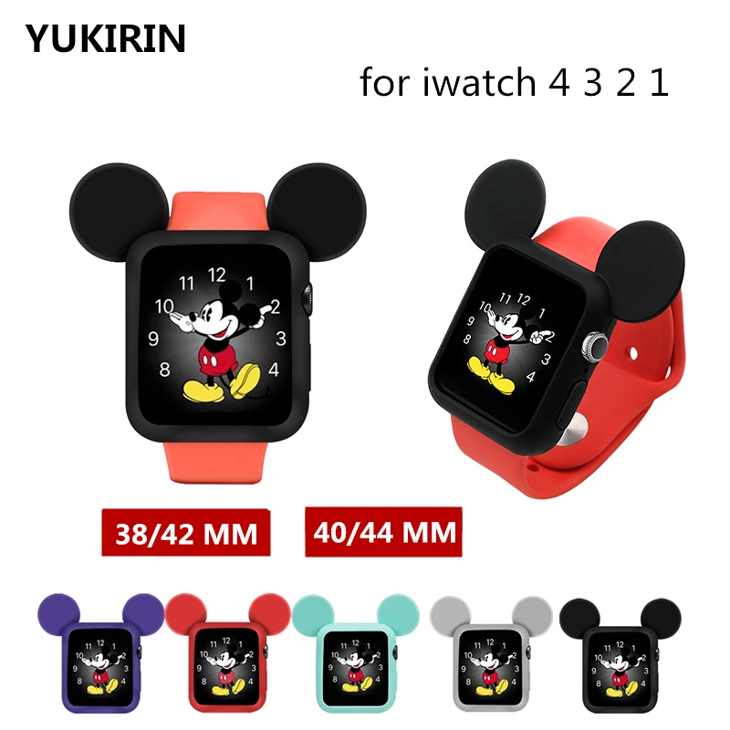 YUKIRIN милый Микки Мягкая силиконовая лента чехол для Apple Watch iwatch Резиновая серия 4 3 2 1 крышка 38 мм 42 мм 40 мм 44 мм для девочки ребенок