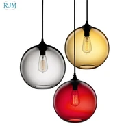 Modern Creative Colorful Glass Pendant Lamp Simple LED Hanging Lights for Living Room Restaurant Bar Cafe Home Lighting Decor