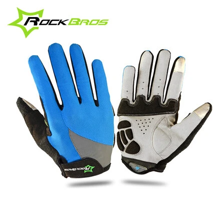 ROCKBROS Сенсорный экран MTB дорожный Перчатки дышащая ладони площадку полный палец
