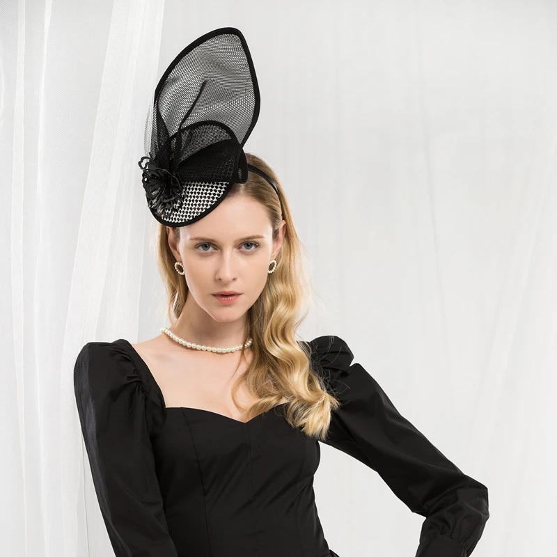 

Lady Fedoras Hats Girls New Designer's Party Cap Female British Brilliant Headwear Little Top Hat Party Dress Hats Adjust A37
