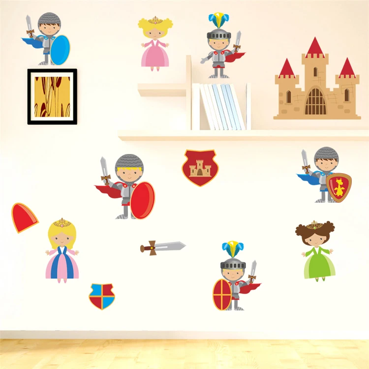 

DIY Gift Knights And Dragon Castle Wall Sticker Kids Decal Mural Boy Room Decor Mural Poster d988