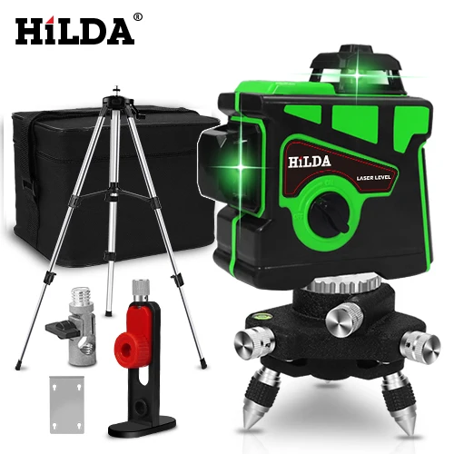 SET6 HILDA лазерный уровень 12 линий 3D уровень самонивелирующийся 360 горизонтальный и вертикальный крест супер мощный зеленый лазерный уровень - Цвет: SET6
