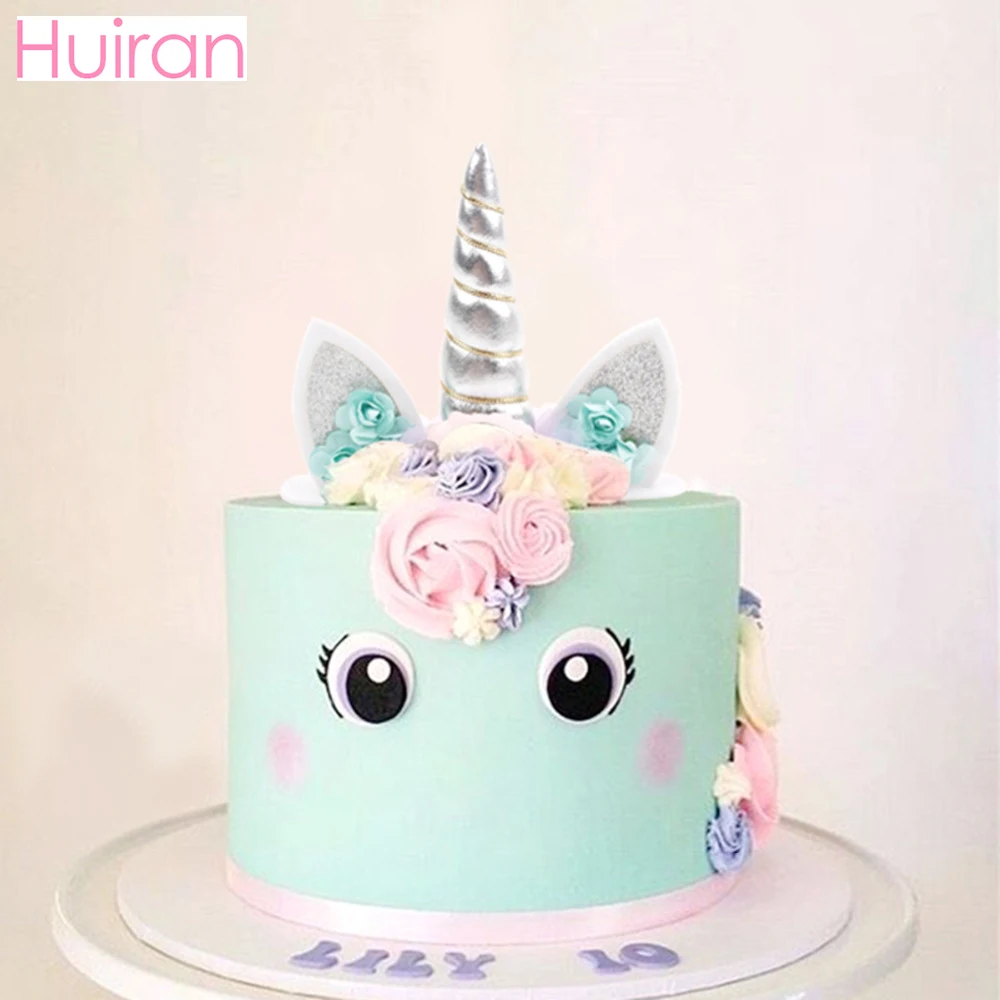 Рожковый торт Huiran с единорогом Topper декор для дня рождения Детские аксессуары