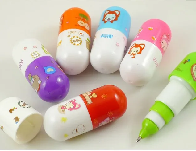 Promotional pill shape  retractable ballpoint pen 1c customized logo imprinting for addvertising