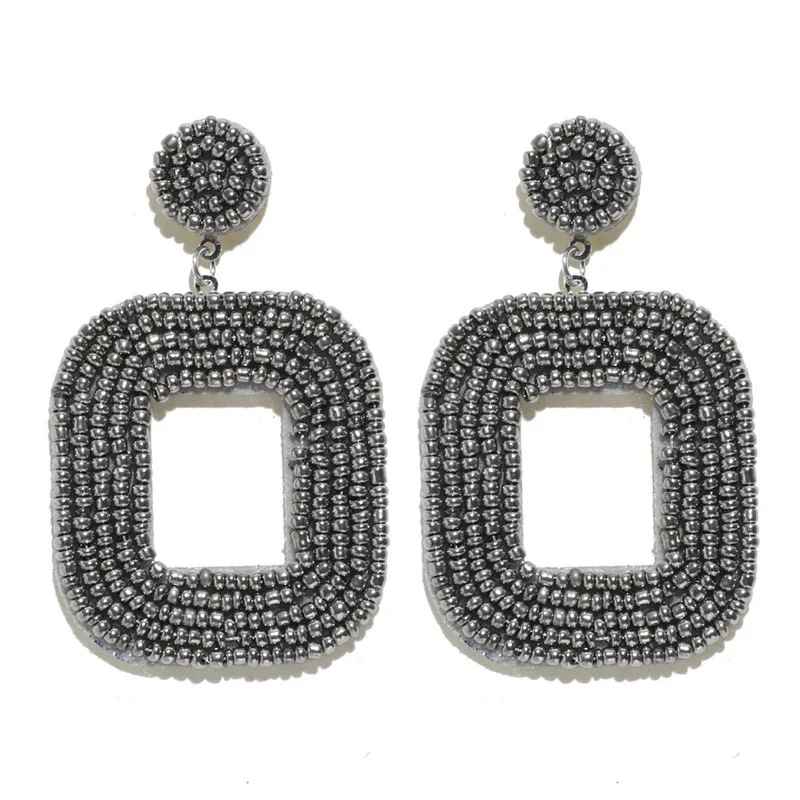W74768 CWEEL INS Trendy Women Statement Earrings Boho Ethnic Colorful Dangle Drop Earrings Beads Tassel Fringe Party Wedding Jewelry - Окраска металла: W74768