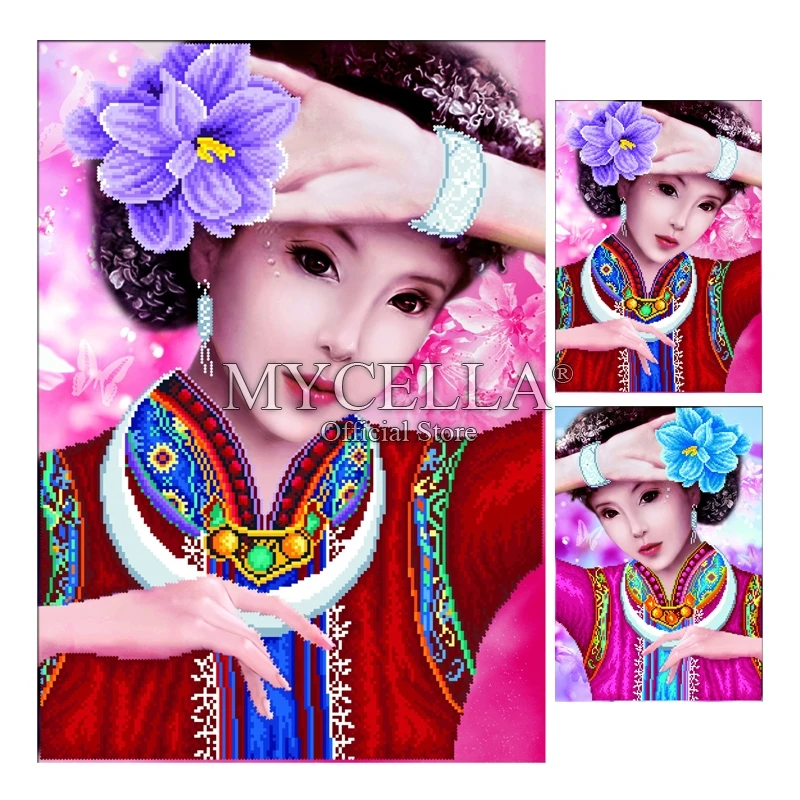 

Ashima девушка 5D Сделай Сам Вышивка полностью Алмазная картина цветы вышивка крестиком Мозаика Стразы Вышивка настенные наклейки домашний де...