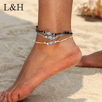 vintage wax rope string turtle charm anklets for women bohemian sandals foot leg bracelet yoga beach jewelry bijoux
