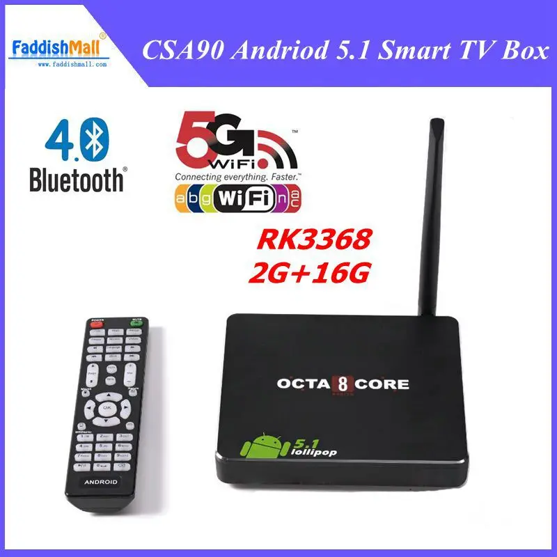2 pcs/lot New Arrival CSA90 Andriod 5.1 Smart TV Box Octa Core RK3368 2G+16G 4K HDMI 2.0 with RemoteControl | Электроника
