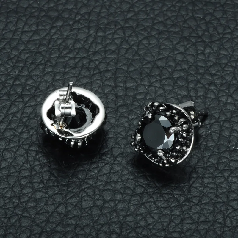Хип панк готический черный кристалл серьги гвоздики Титан Нержавеющая сталь