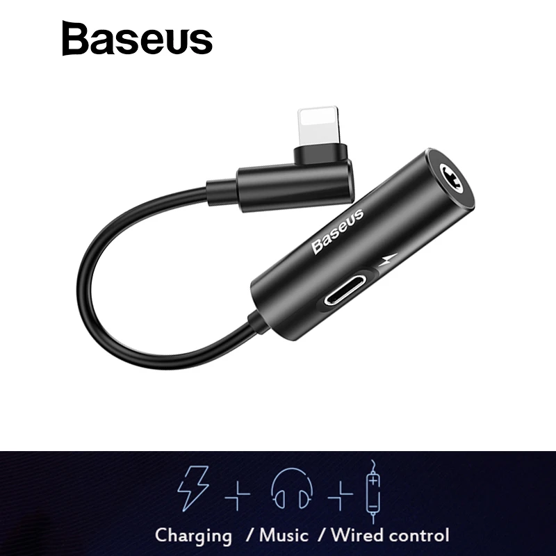 Аудиокабель Baseus для iPhone XS Max XR Разветвитель наушников с разъемом Lightning на 3 5 мм Aux