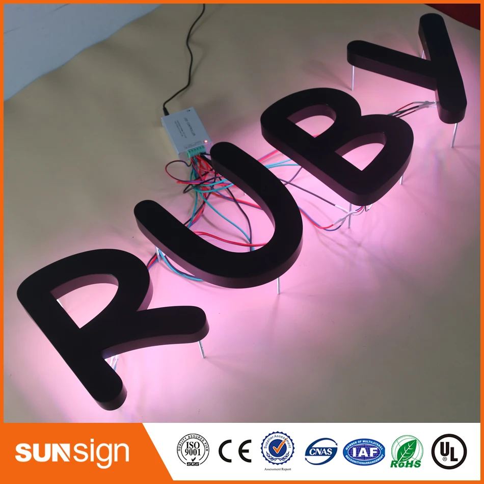Черная окрашенная металлическая светодиодная подсветка RGB|backlit letters|led backlit
