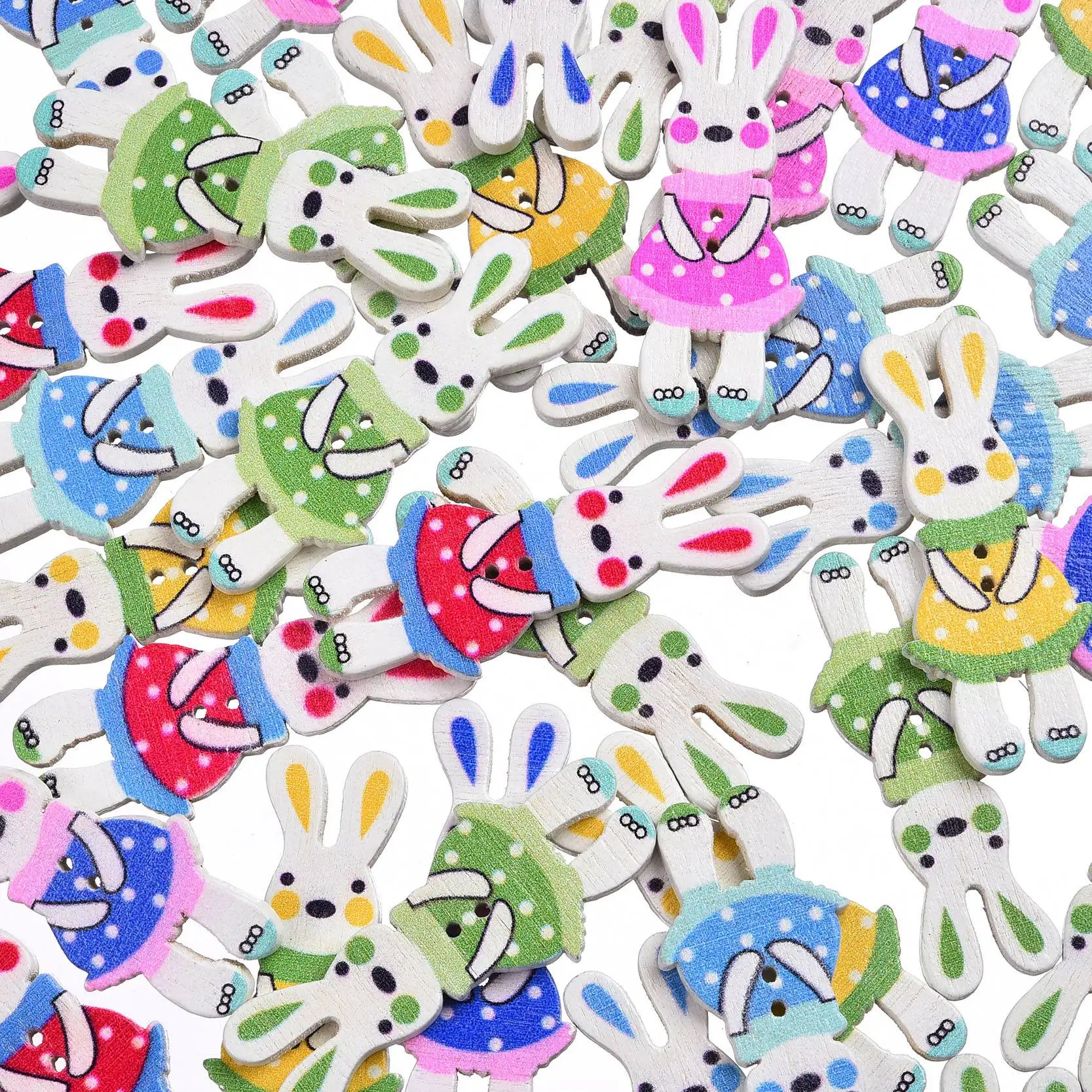 50 шт. 2 отверстия смешанные милый лес кролик на пуговицах аксессуары для шитья