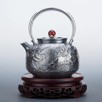 pure silver kung fu tea set manual production pure silver 999 do old burn water kettle mention beam pot office gift collection