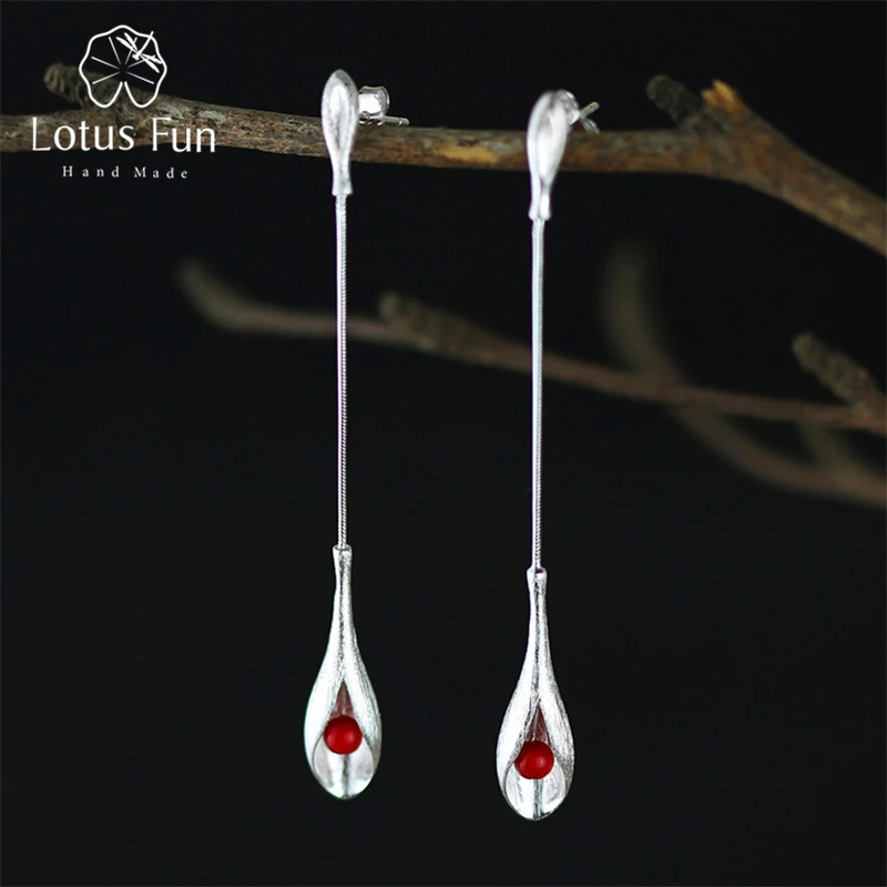 Lotus весело Настоящее стерлингового серебра 925 натуральный камень ювелирных