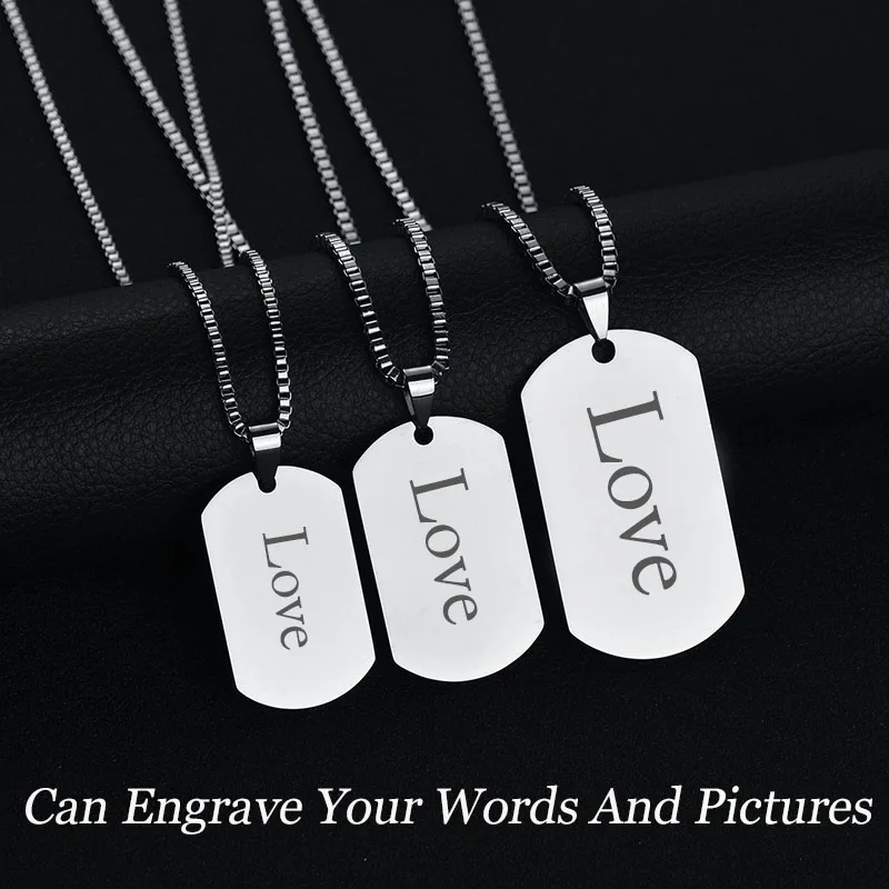 ID Tag Stainless Steel Necklace Gift For Her Him Custom Pictures Image Pendant Engrave Your Photos On | Украшения и аксессуары