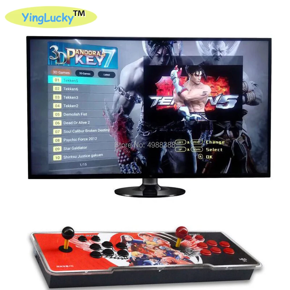 Pandora 3D Key 7 2263 в 1/2323 в 1 коробке аркадная Ретро игра 2 игрока управления игры добавить больше игр Full HD(1920x1080) видео