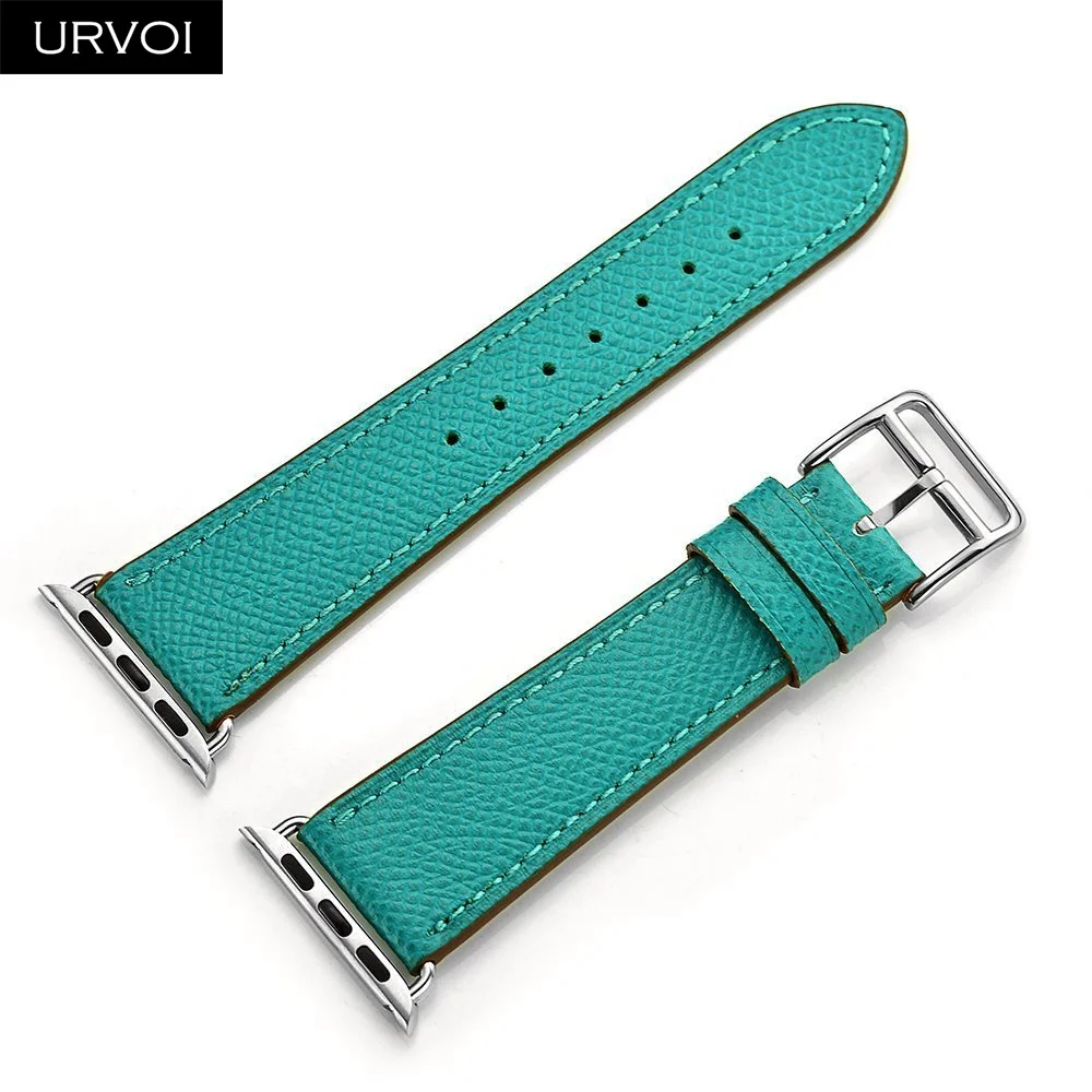 Peacock Blue URVOI кожаный ремешок для apple watch series 5 4 3 2 1 один тур для наручных часов iwatch, плечевой ремень на запястье с классическим дизайном Nior 40/44 мм - Цвет ремешка: Peacock Blue