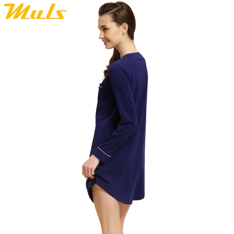 Красота Ночное платье с длинными рукавами рубашка Виктория Розовый V шеи