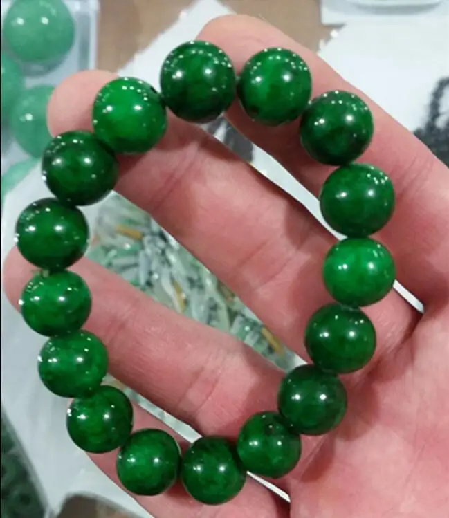 Оптовая продажа браслеты из сухого зеленого натурального камня 10 мм круглые