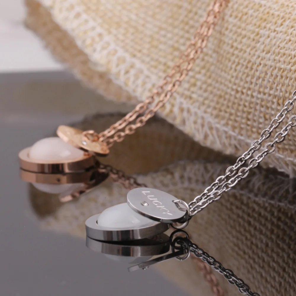 316L нержавеющая сталь Розовое золото цвет счастливый опал кулон ожерелье звено