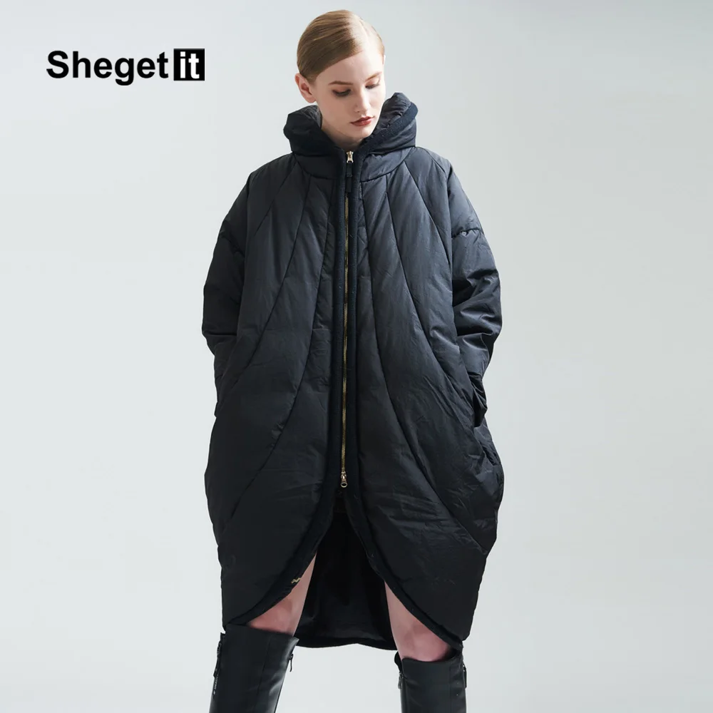 Shegetit 2017 зимнее женское пуховое пальто парка теплая зимняя куртка минус 20