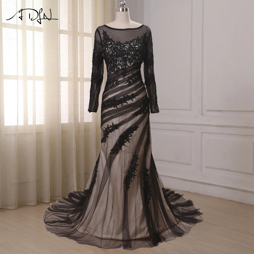 ADLN настоящая фотография вечернее платье с длинным рукавом кружевное русалки