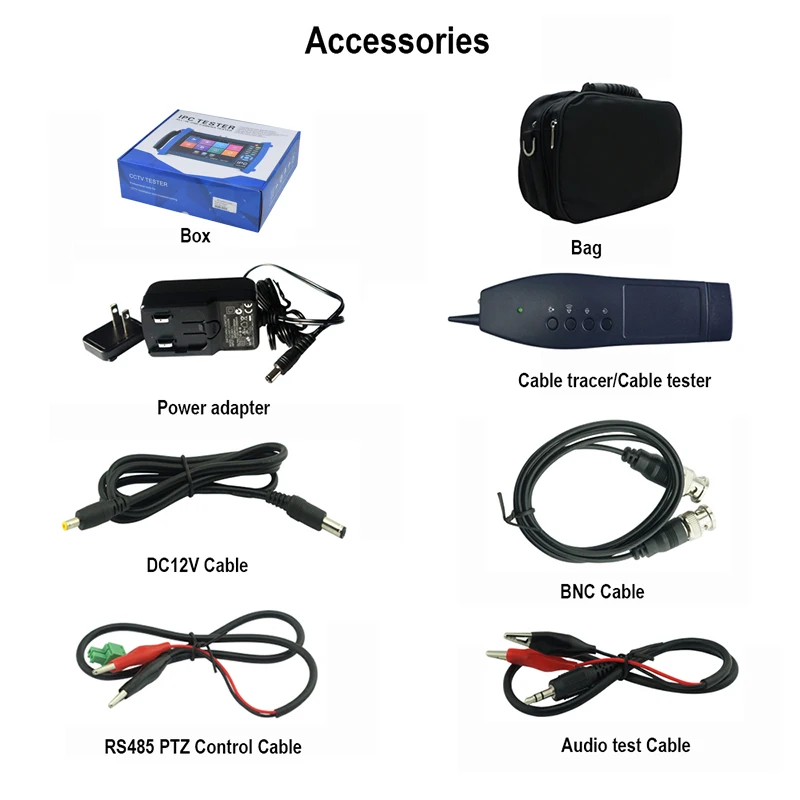 

7 inch H.265 4K IP 8MP TVI CVI 5MP AHD Camera Tester IP monitor security tester CCTV Camera tester with HDMI Cable tracer