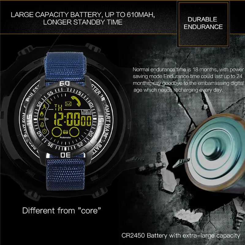 Спорт Смарт наручные часы bluetooth 5ATM Водонепроницаемый цифровой SmartWatch мужчин