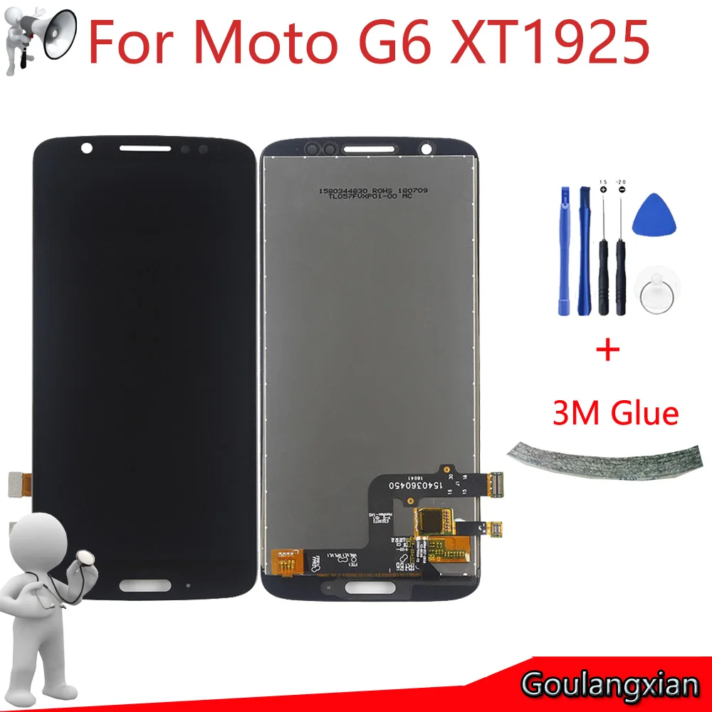 ЖК дисплей для Motorola G6 с сенсорным экраном 5 7 дюйма дигитайзером в сборе Moto XT1925