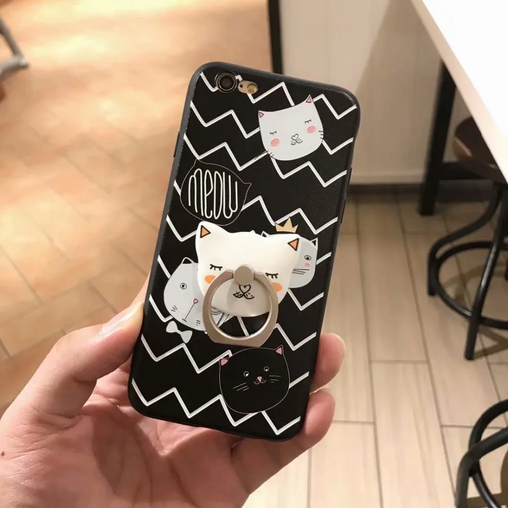 Phone Case For OPPO A57 A59 R15 R11 S R11s Plus R9 R9s Luxury Cute Cat Ripple Cover with lanyard holder Fundas Coque |