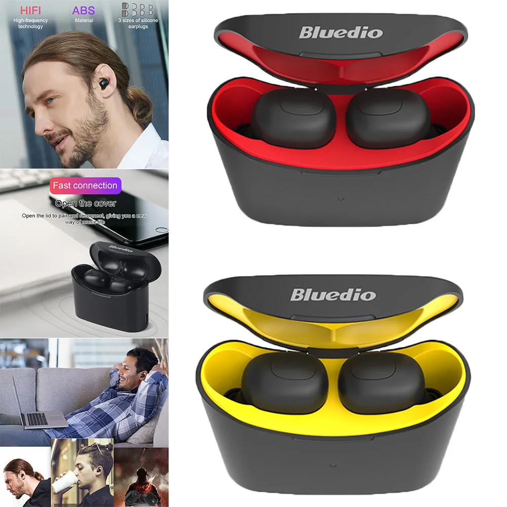 Bluedio Mini Bluetooth 5 0 спортивные наушники настоящие Беспроводные с зарядным боксом HSJ-19