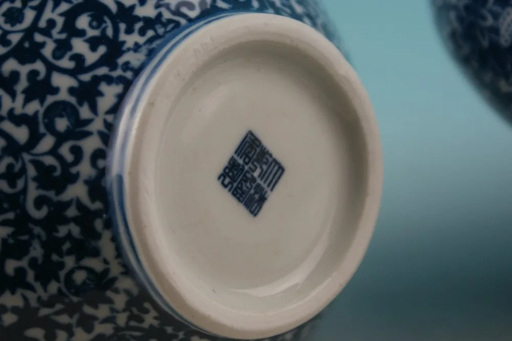 Синий и белый фарфор китайская старинная ручная роспись атмосферная ваза|vase