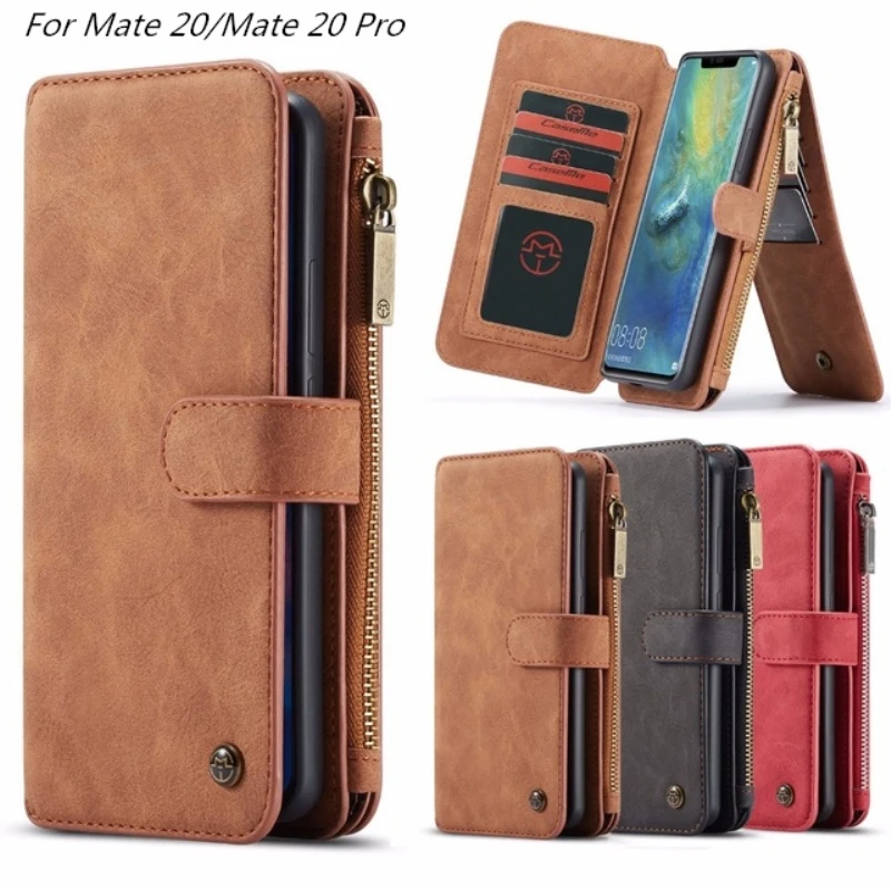 For Huawei Mate20 Case Pro Genuine Leather Zipper Multifunctional Wallet 2 In1 Design Phone Full Cover case |