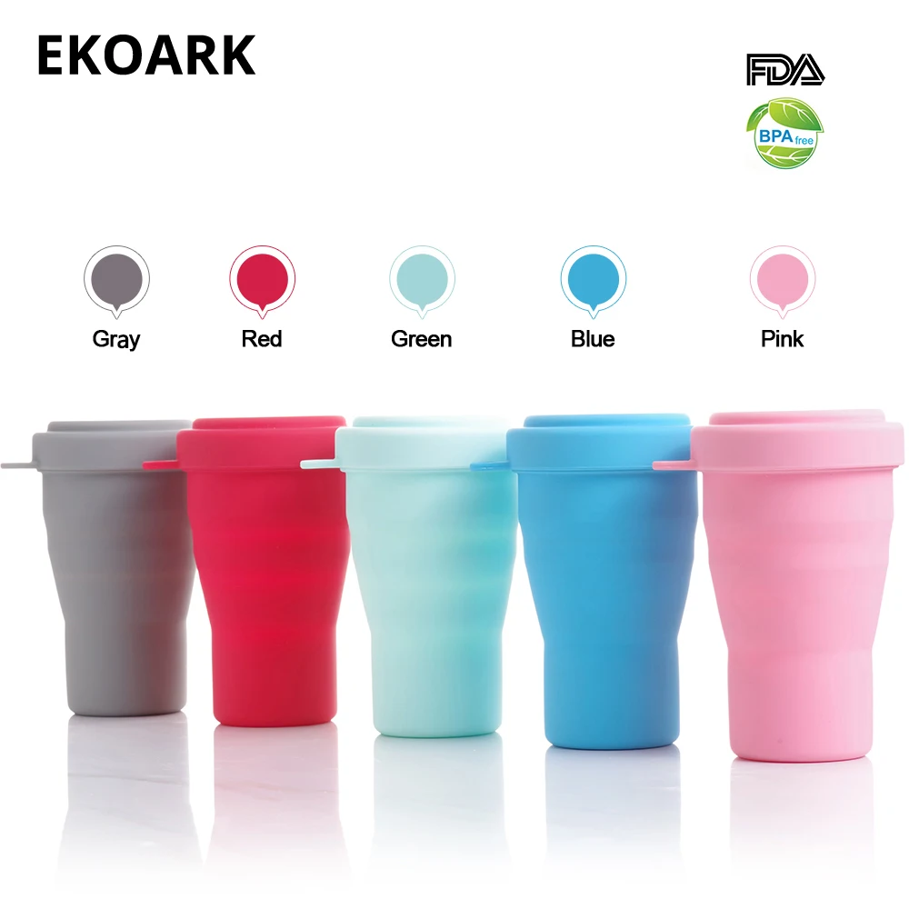 

330ml Silicone Collapsible Cup With Lid 5 Color Food-Grade Silicone Folding Cup Outdoor Coffee/Tea Cup for Travel/Camping/Hiking